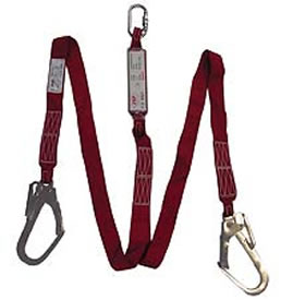 JSP Vertex Shock Absorbing Twin Forked Lanyard with Scaffold Hook + 2 Metre Karabiner